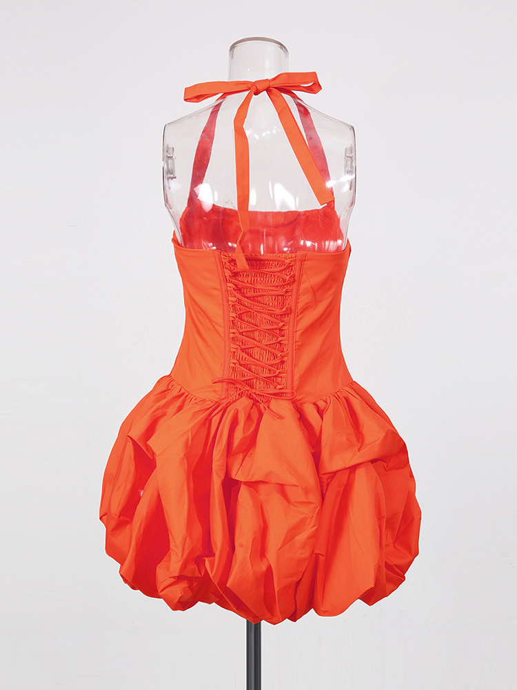 TWOTWINSTYLE Solid Backless High Waist Designer Mini Dress