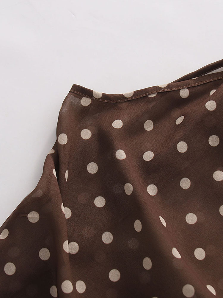 TWOTWINSTYLE Off Shoulder Wave Point Vintage Shirt