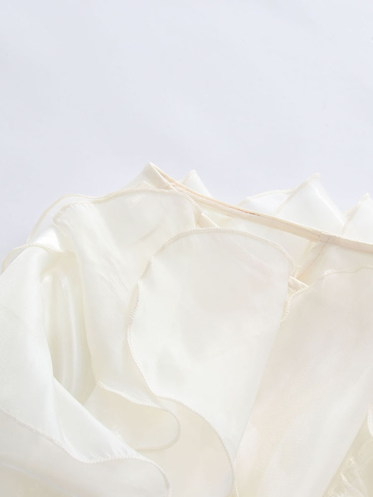 TWOTWINSTYLE Off Shoulder Spliced Ruffles Elegant Shirt