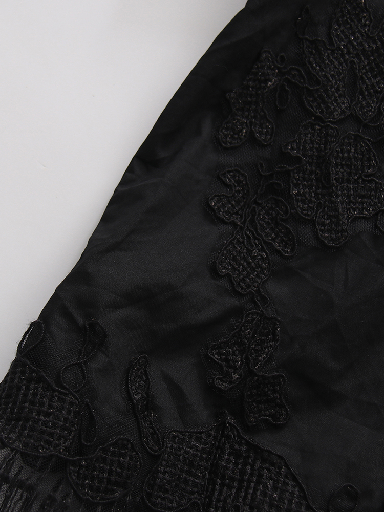 TWOTWINSTYLE Solid Lapel Patchwork Lace Casual Shirt