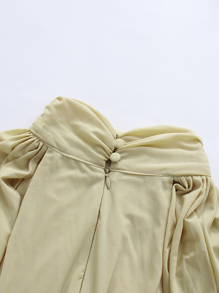 TWOTWINSTYLE Stand Collar Sleeveles Patchwork Metal Pleated Fashion Dress