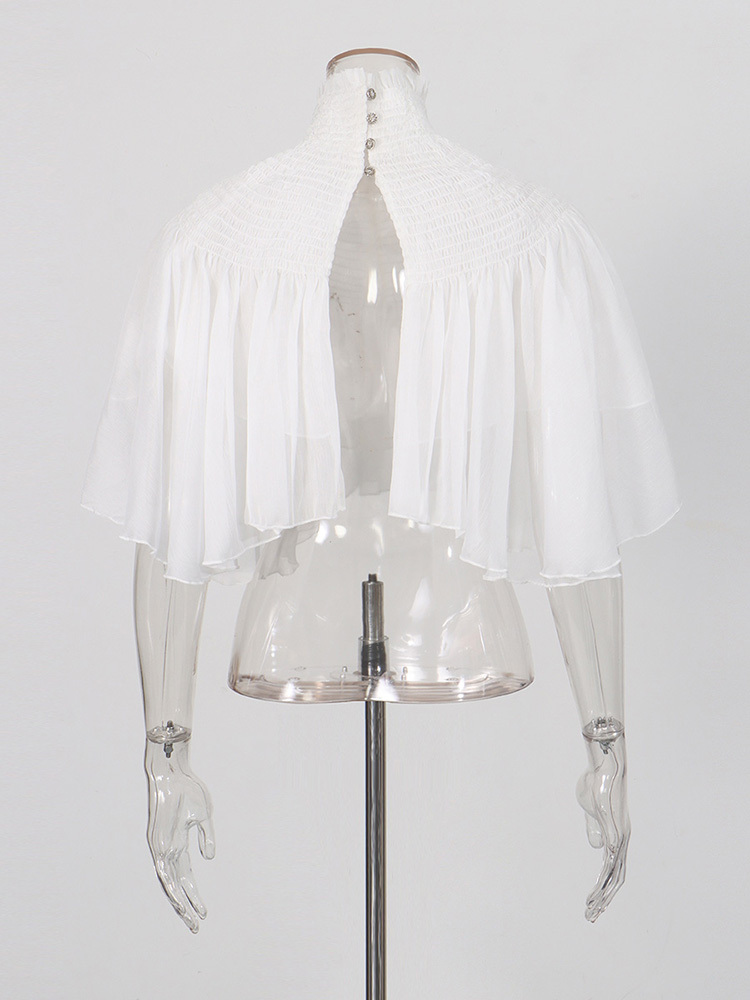 TWOTWINSTYLE Stand Collar Spliced Mesh Sexy Crop Shirt