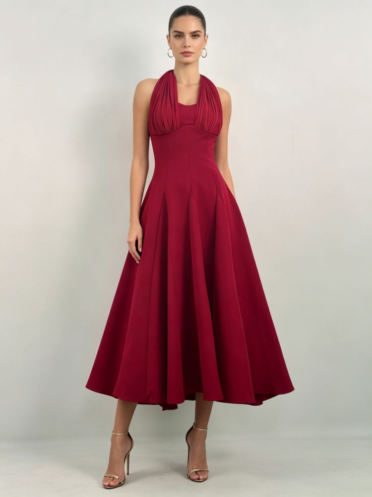 TWOTWINSTYLE Backless High Waist Elegant Camisole Dress