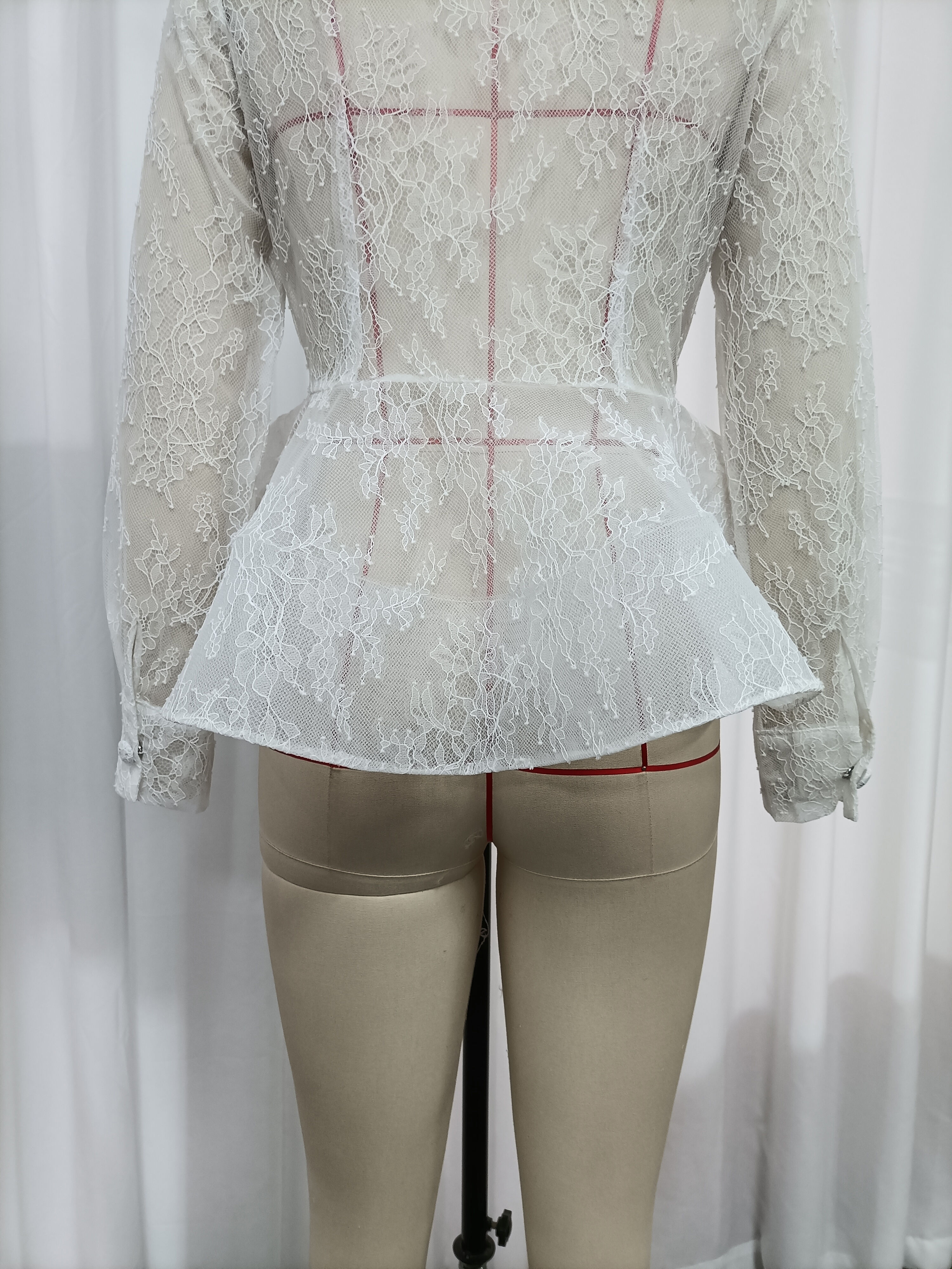 TWOTWINSTYLE Lapel Patchwork Lace Tunic Fashion Dress