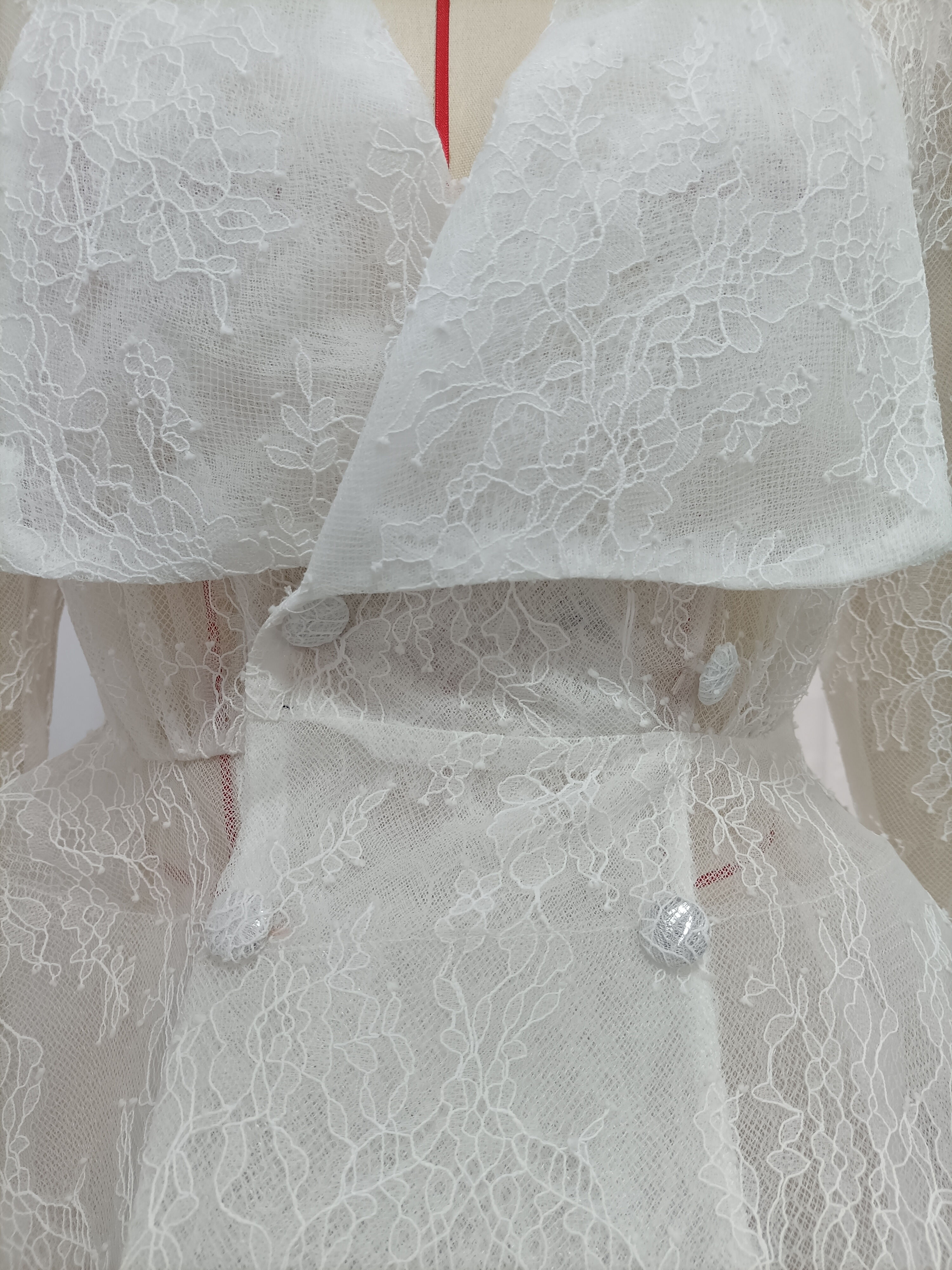 TWOTWINSTYLE Lapel Patchwork Lace Tunic Fashion Dress