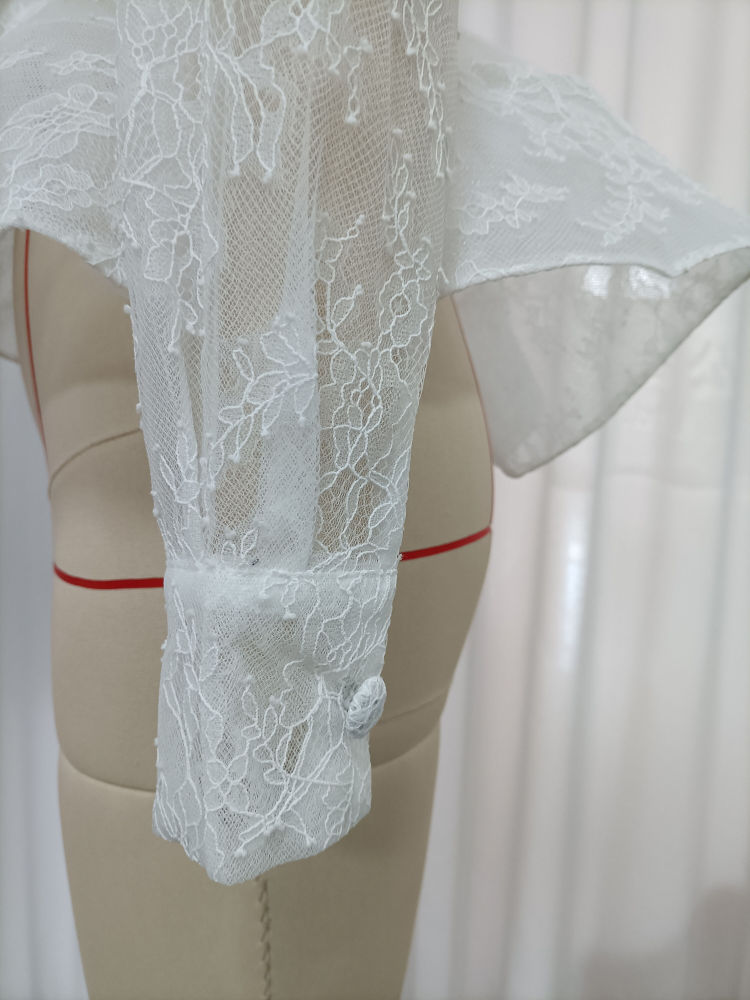 TWOTWINSTYLE Lapel Patchwork Lace Tunic Fashion Dress