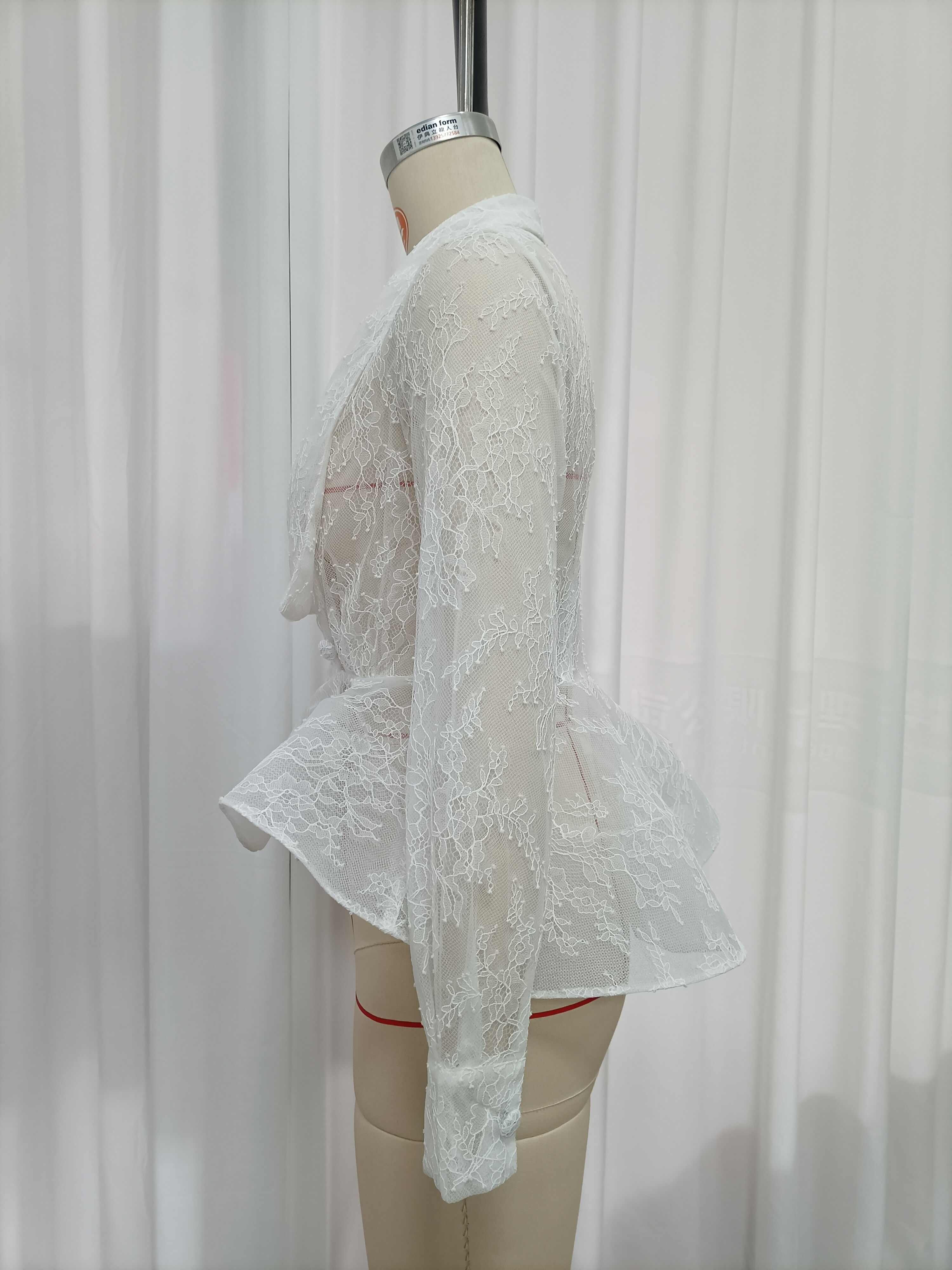 TWOTWINSTYLE Lapel Patchwork Lace Tunic Fashion Dress