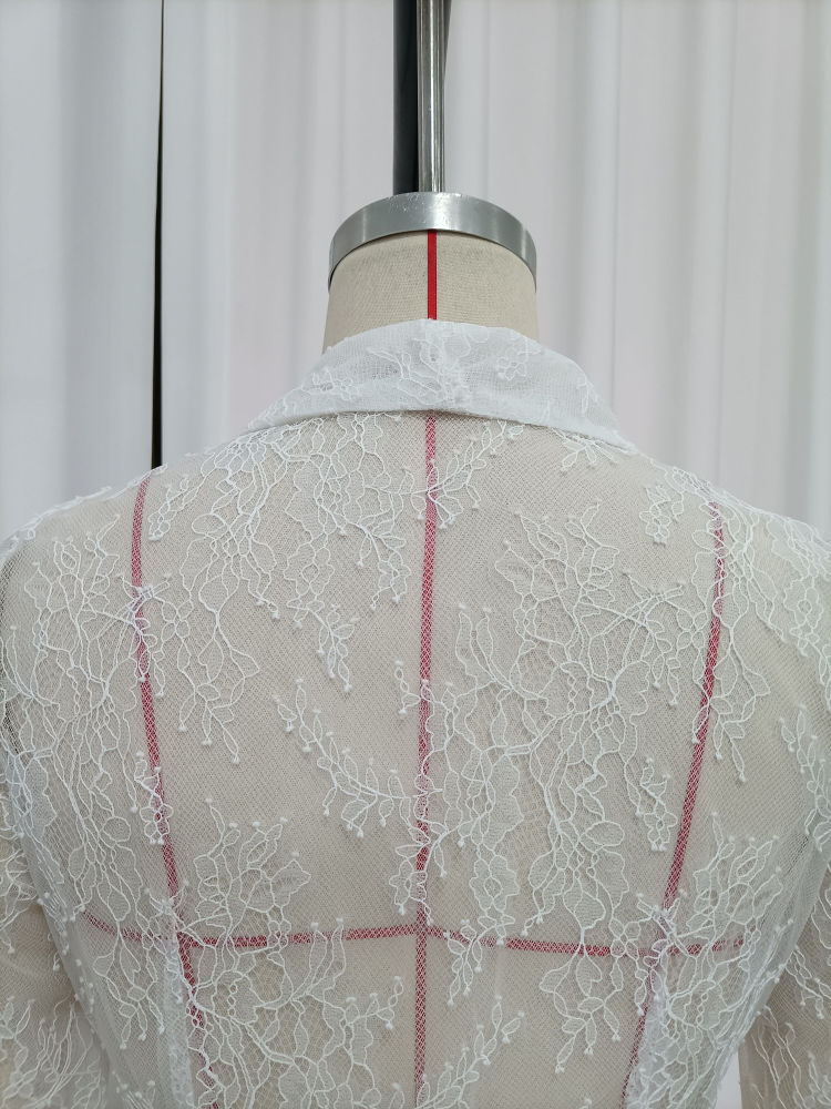 TWOTWINSTYLE Lapel Patchwork Lace Tunic Fashion Dress