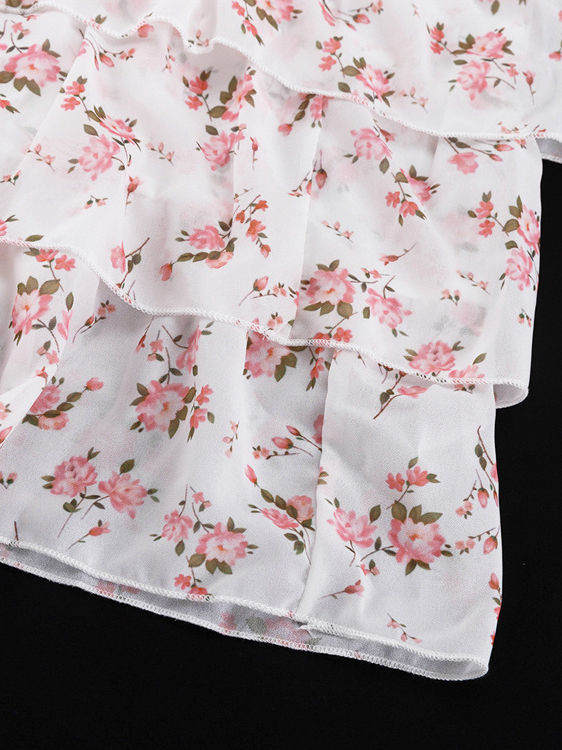 TWOTWINSTYLE Puff Sleeve Crop Top High Waist Spliced Ruffles Fashion Dress