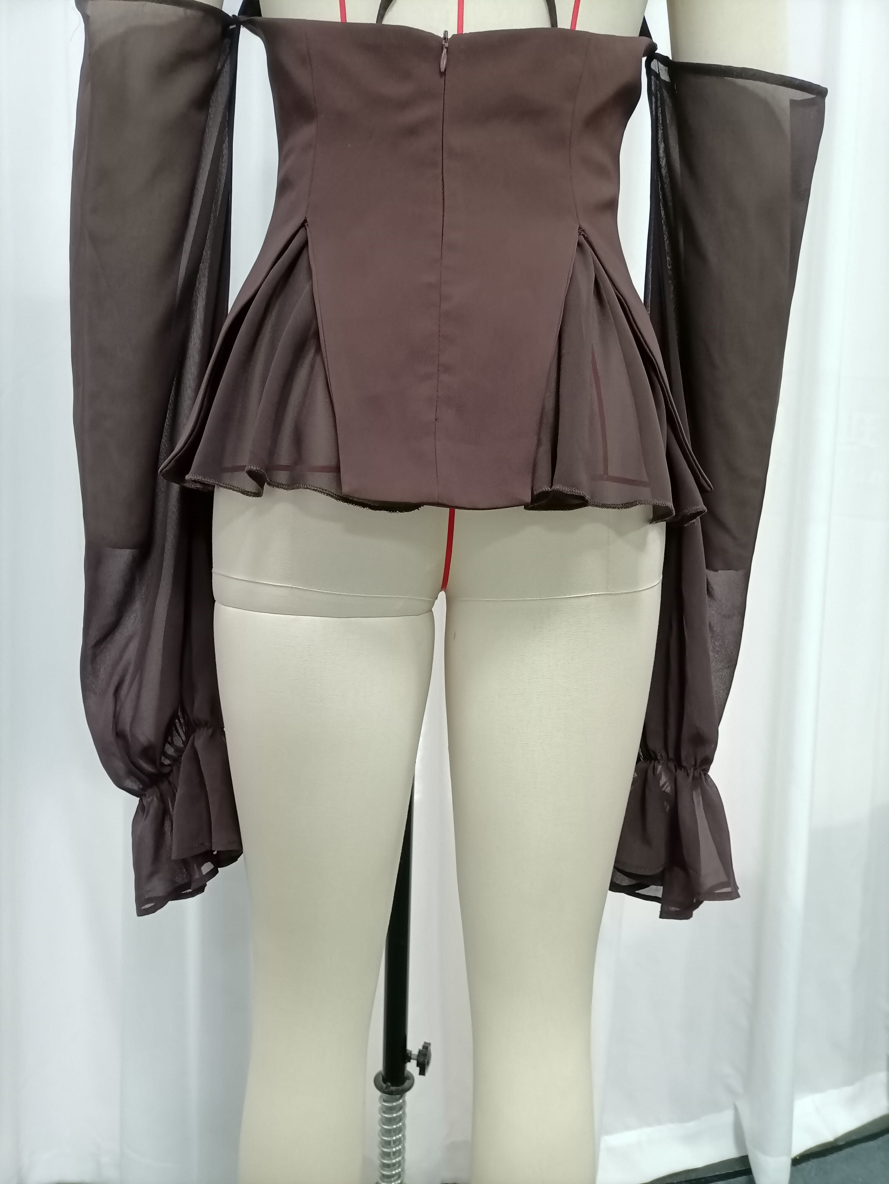 TWOTWINSTYLE Off Shoulder Spliced Mesh Tunic Vintage Shirt