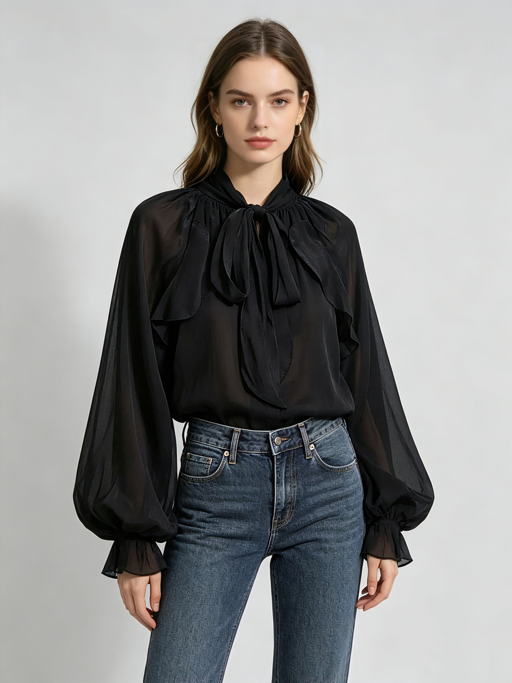 TWOTWINSTYLE Solid Long Sleeve Patchwork Lace Up Casual Shirt