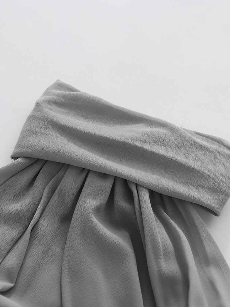 TWOTWINSTYLE Stand Collar Off Shoulder Hollow Out Ruched Vintage Dress