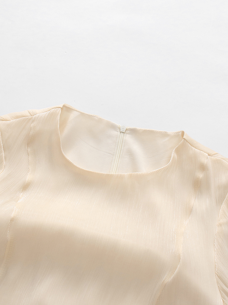 TWOTWINSTYLE Solid Round Neck Puff Sleeve Fashion Dress