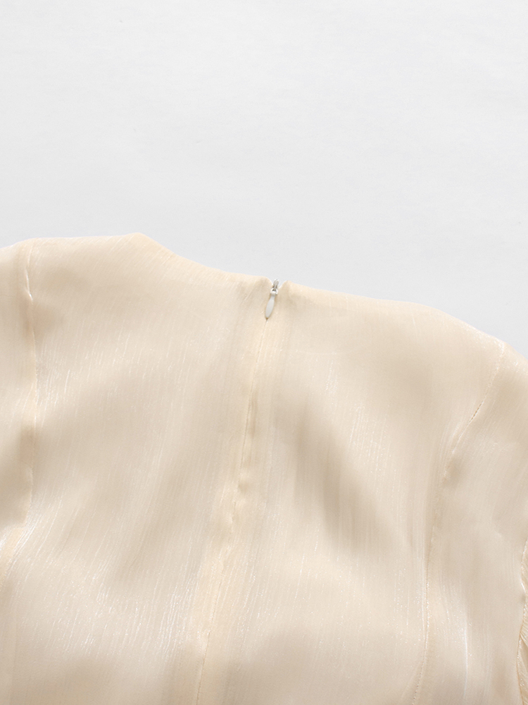 TWOTWINSTYLE Solid Round Neck Puff Sleeve Fashion Dress