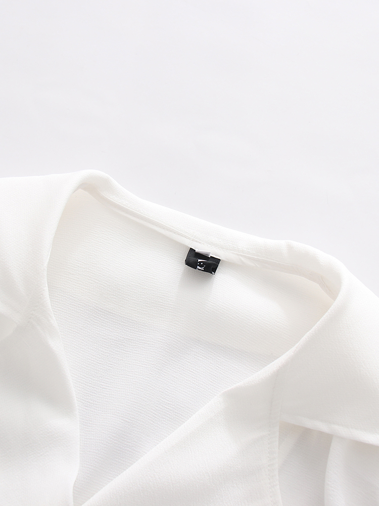 TWOTWINSTYLE Lapel Puff Sleeve Tunic Casual Crop Jacket