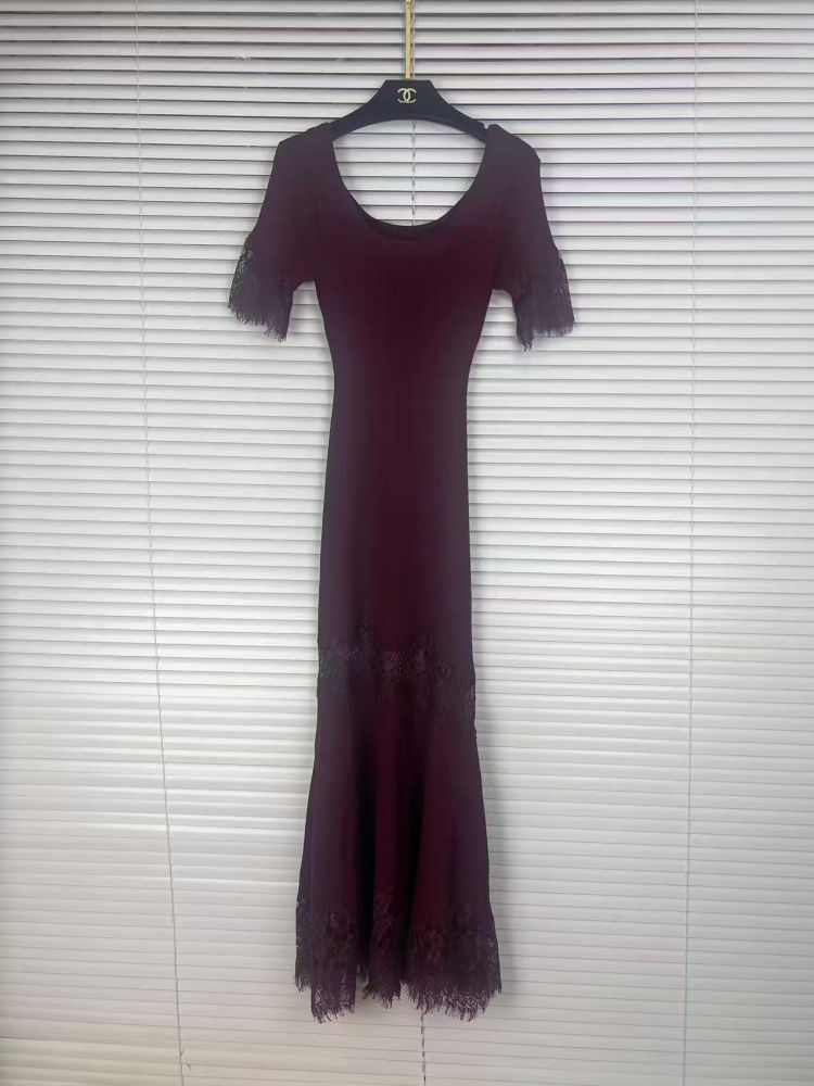 TWOTWINSTYLE Round Neck Short Sleeve High Waist Fashion Dress