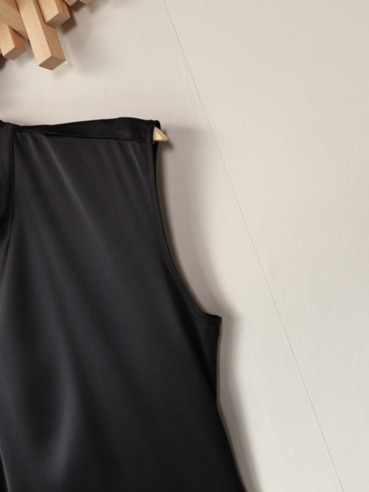 TWOTWINSTYLE Stand Collar Sleeveles Spliced Lace Chic Dress
