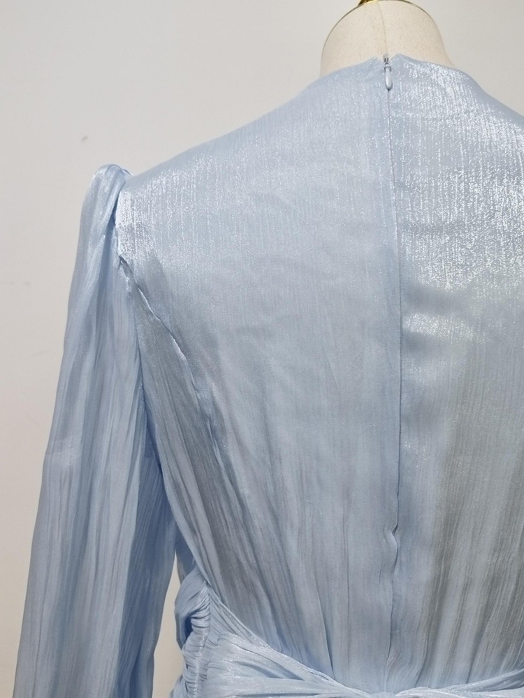 TWOTWINSTYLE Round Neck Long Sleeve Spliced Diamond Chic Dress