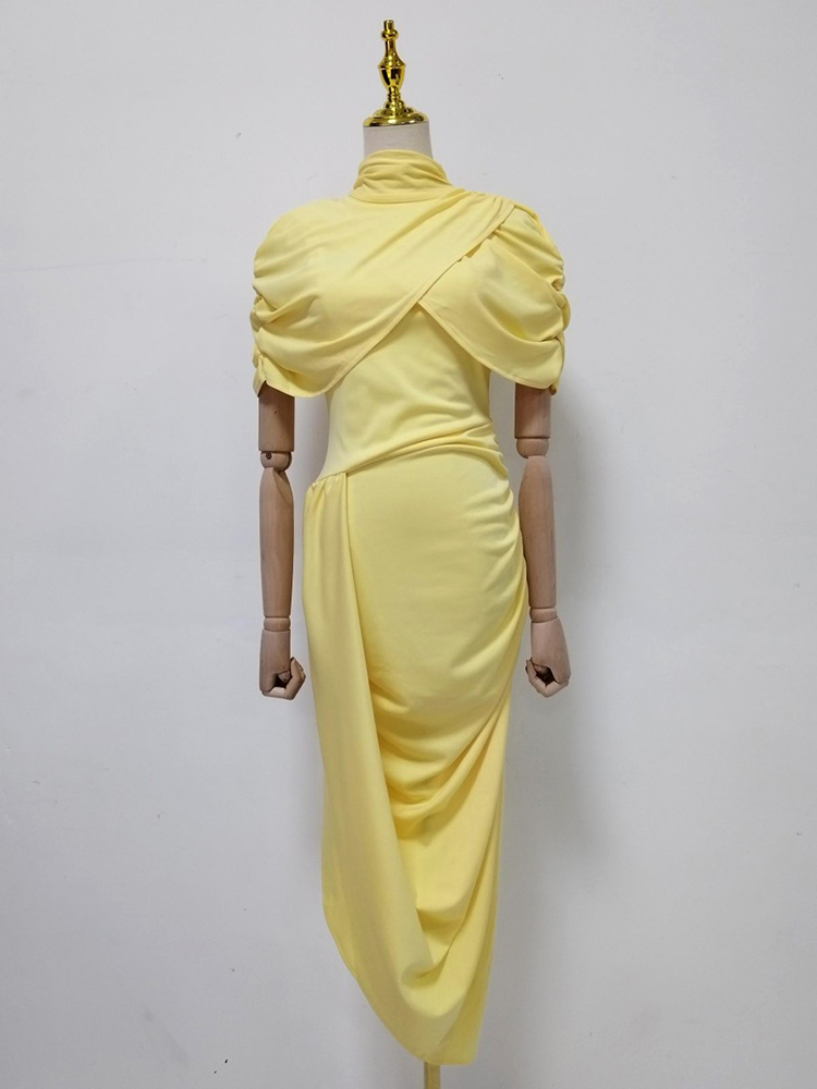 TWOTWINSTYLE Stand Collar Sleeveles Top Asymmetrical Dress Elegant Set