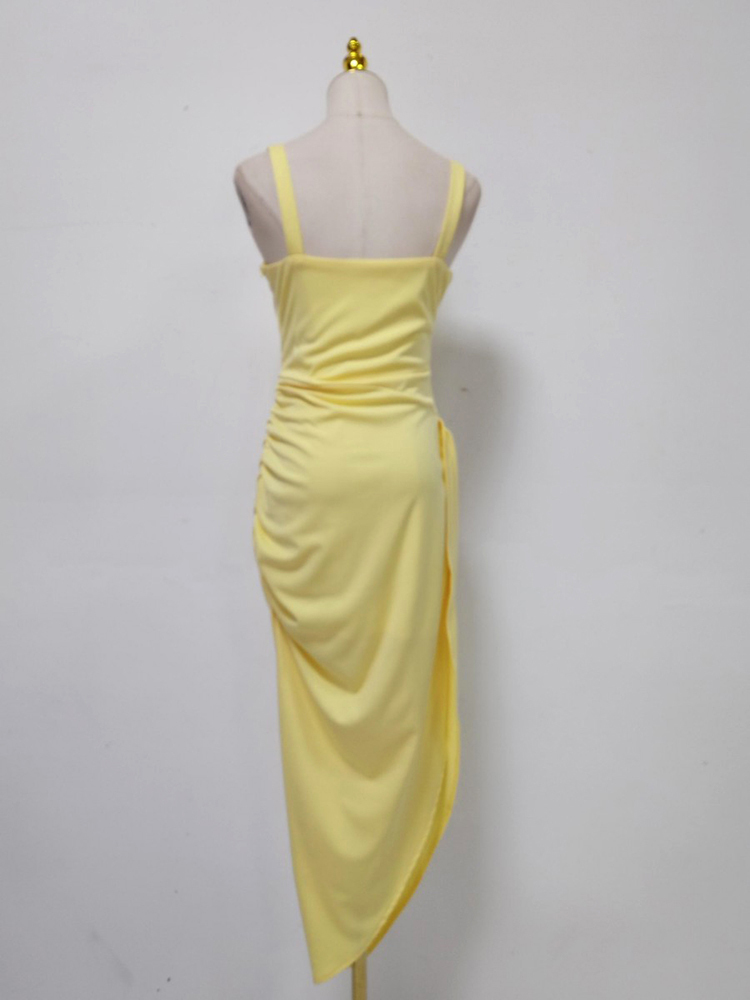 TWOTWINSTYLE Stand Collar Sleeveles Top Asymmetrical Dress Elegant Set