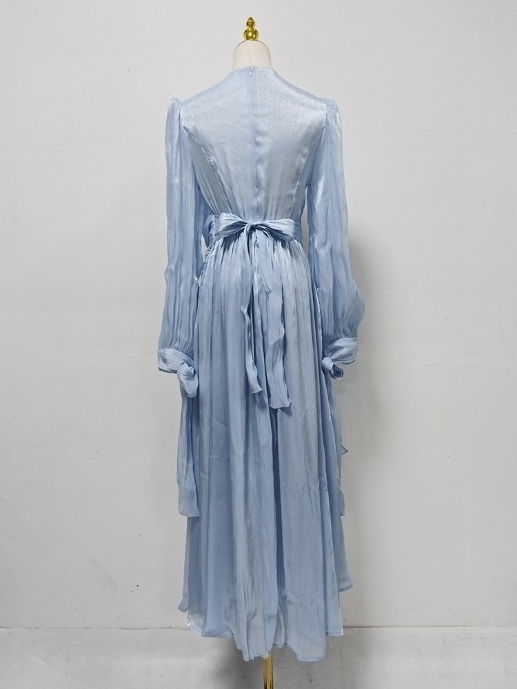 TWOTWINSTYLE Round Neck Long Sleeve Spliced Diamond Chic Dress