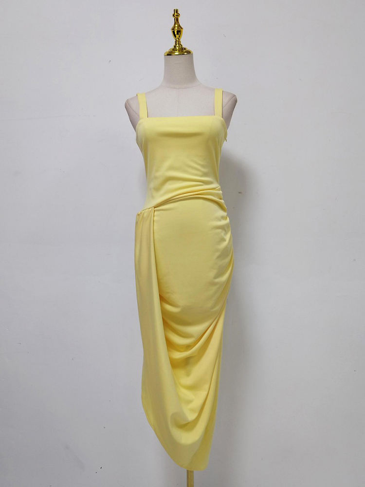 TWOTWINSTYLE Stand Collar Sleeveles Top Asymmetrical Dress Elegant Set