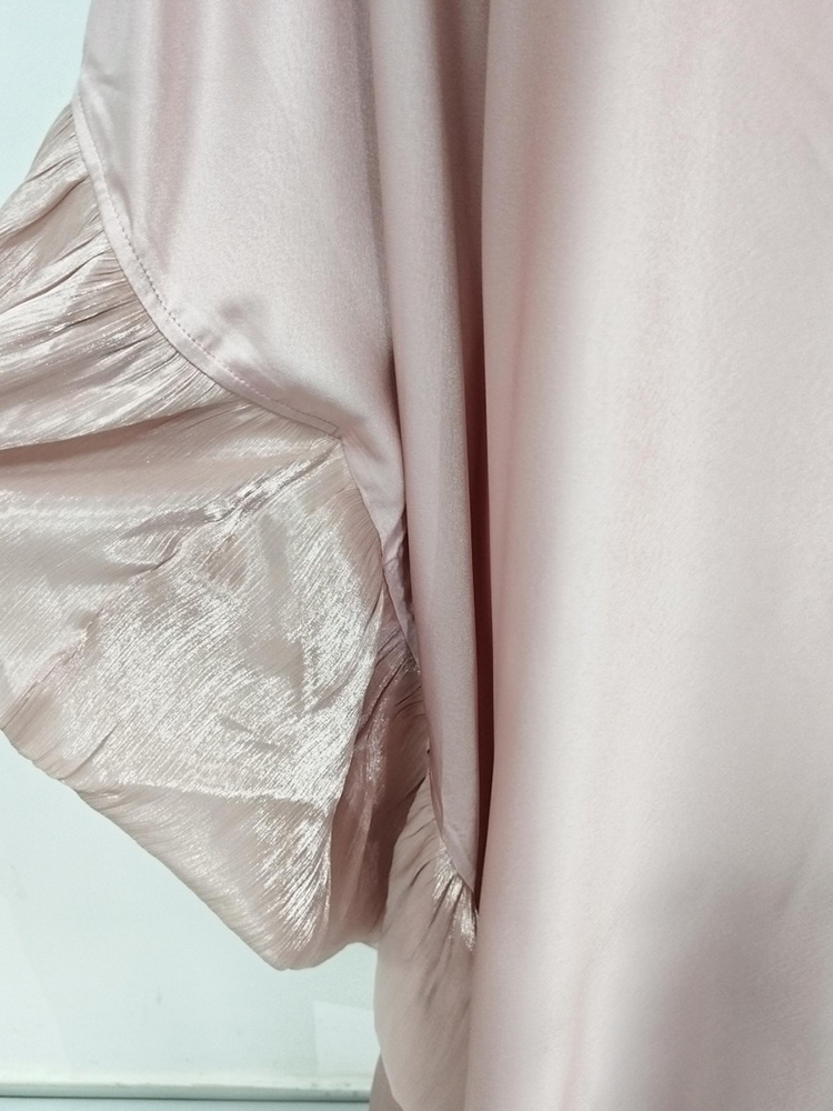 TWOTWINSTYLE Solid Oversized Ruched Batwing Sleeves Tunic Maxi Dress