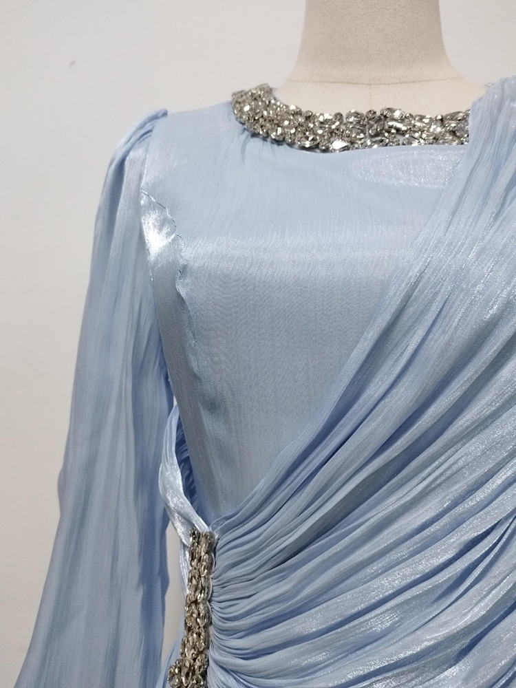 TWOTWINSTYLE Round Neck Long Sleeve Spliced Diamond Chic Dress