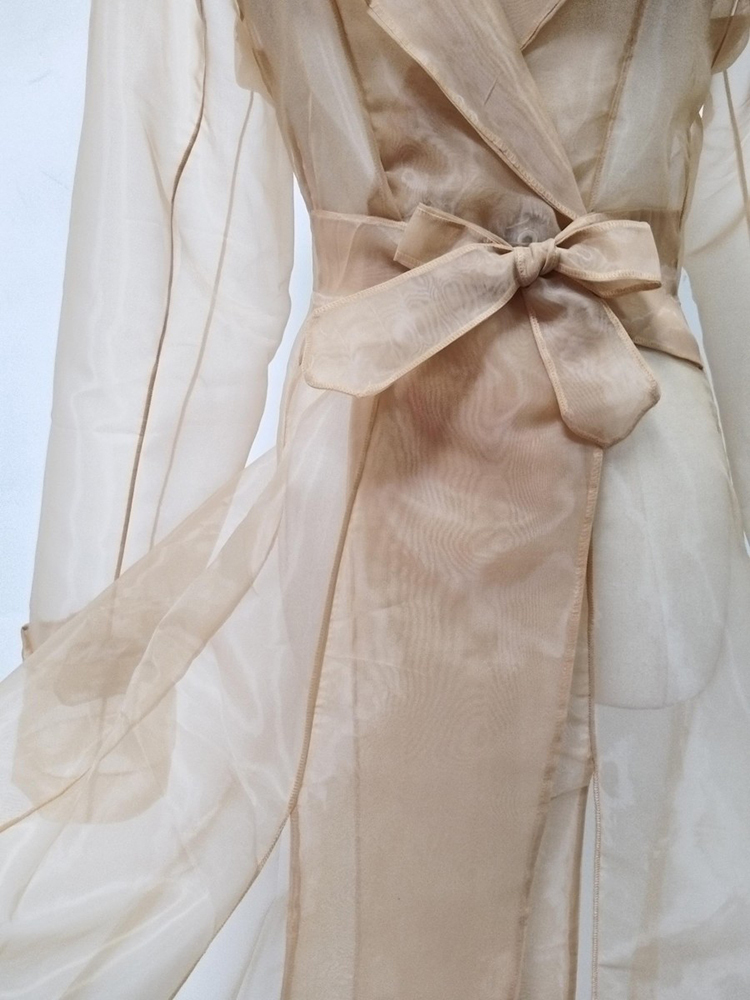 TWOTWINSTYLE Solid Elegant Lapel Long Sleeves Tunic  Mesh Jacket