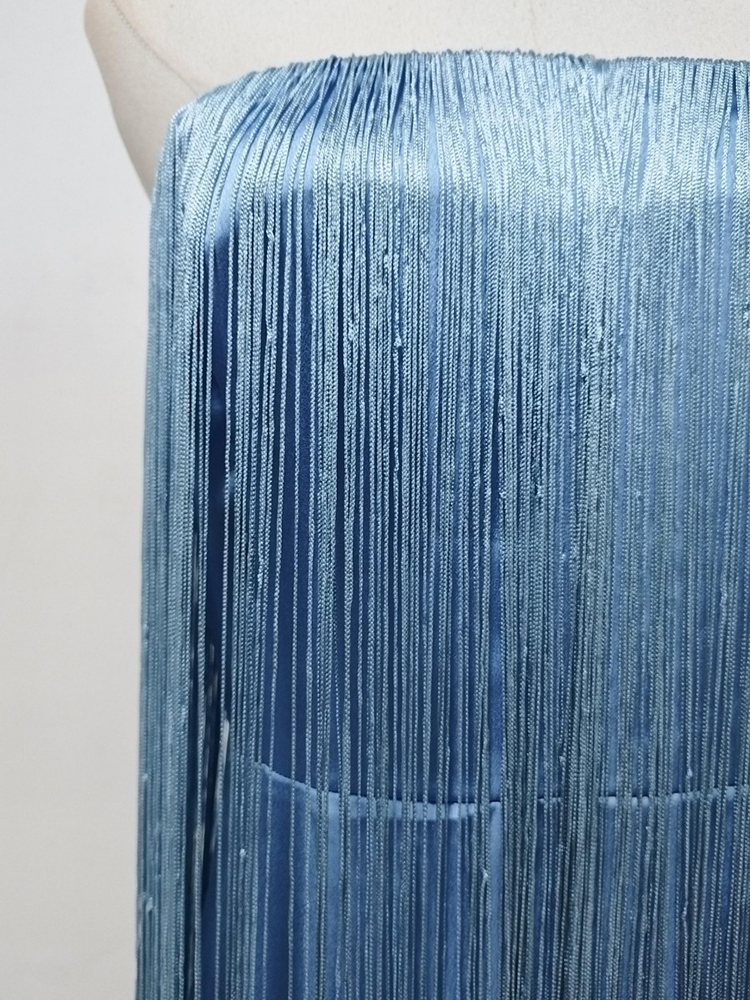 TWOTWINSTYLE Off Shoulder Spliced Tassel Design Dress