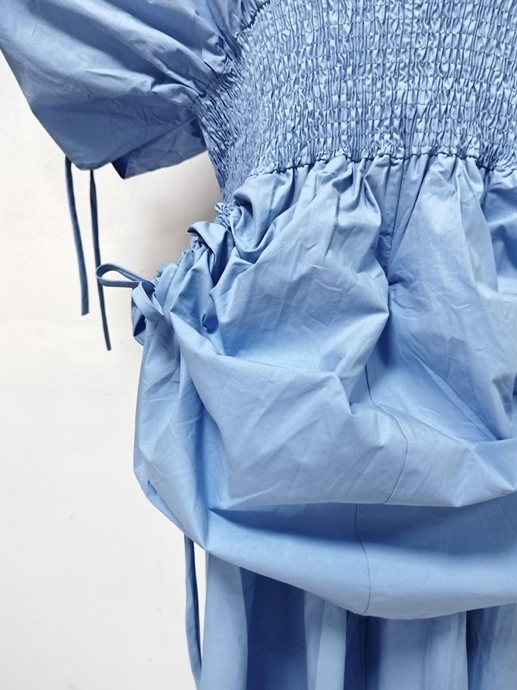 TWOTWINSTYLE Sleeveles Patchwork Drawstring High Waist Elegant Dress