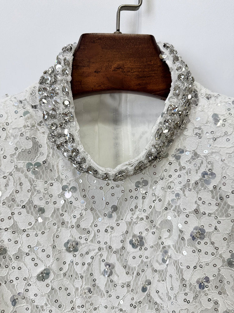 TWOTWINSTYLE Long Sleeve Bare Midriff Patchwork Diamond Fashion Dress
