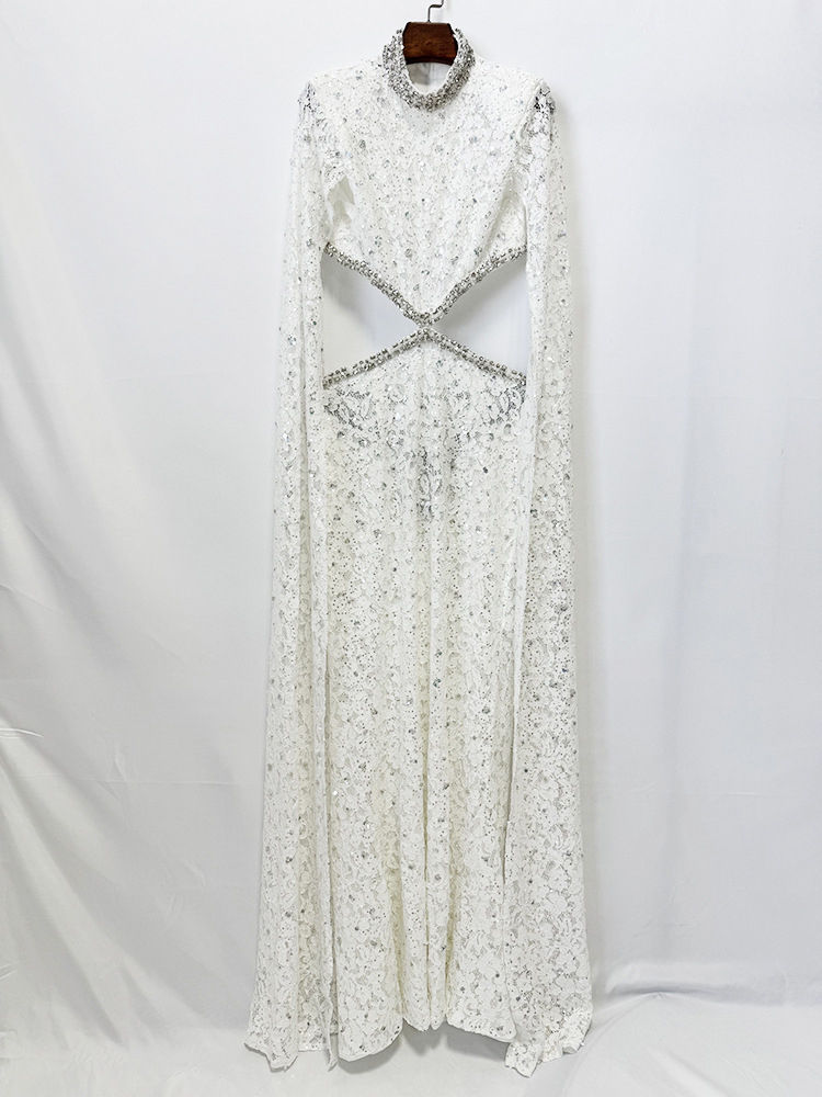 TWOTWINSTYLE Long Sleeve Bare Midriff Patchwork Diamond Fashion Dress