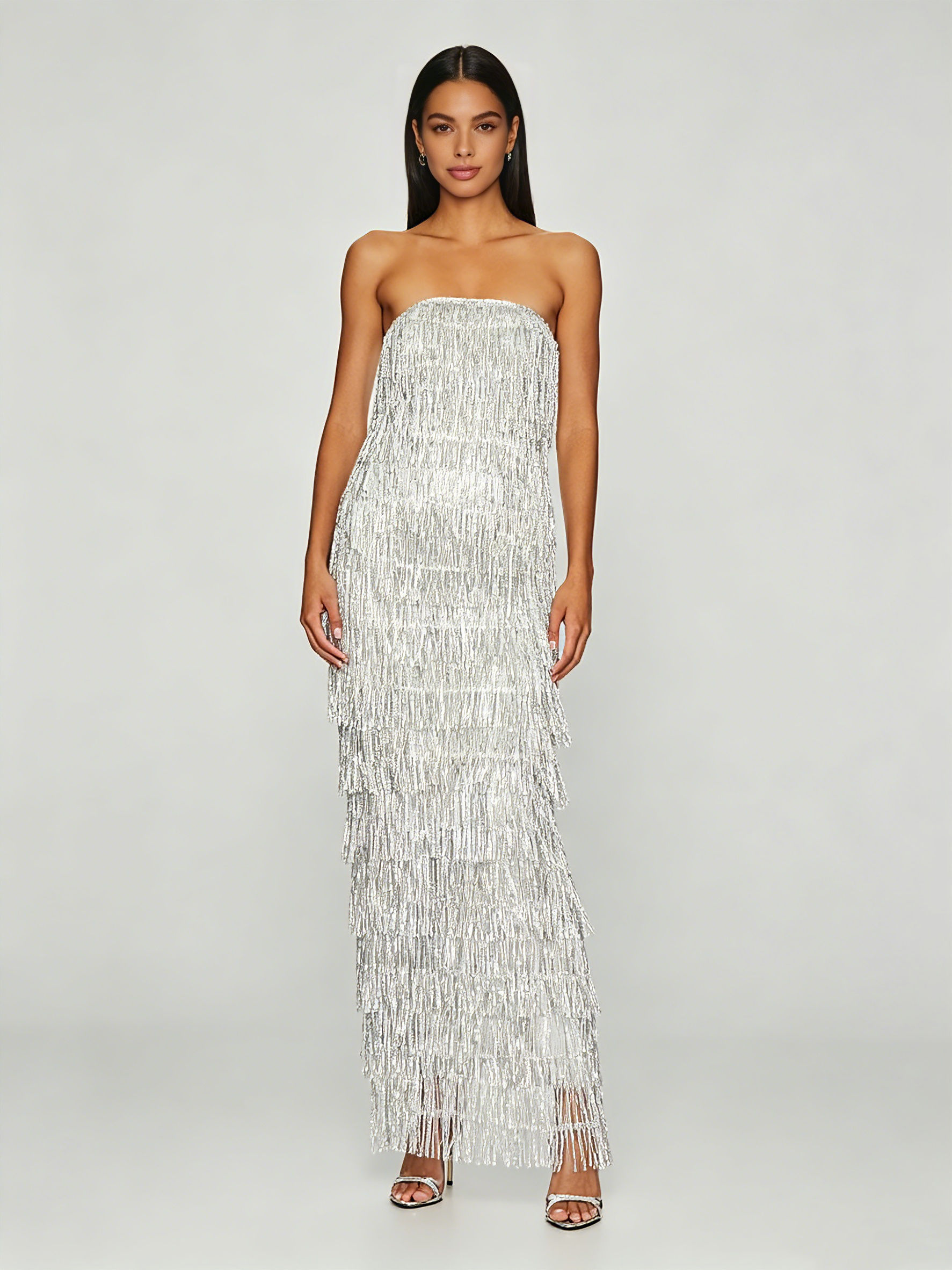 TWOTWINSTYLE Off Shoulder Spliced Sequins High Waist Fashion Dress