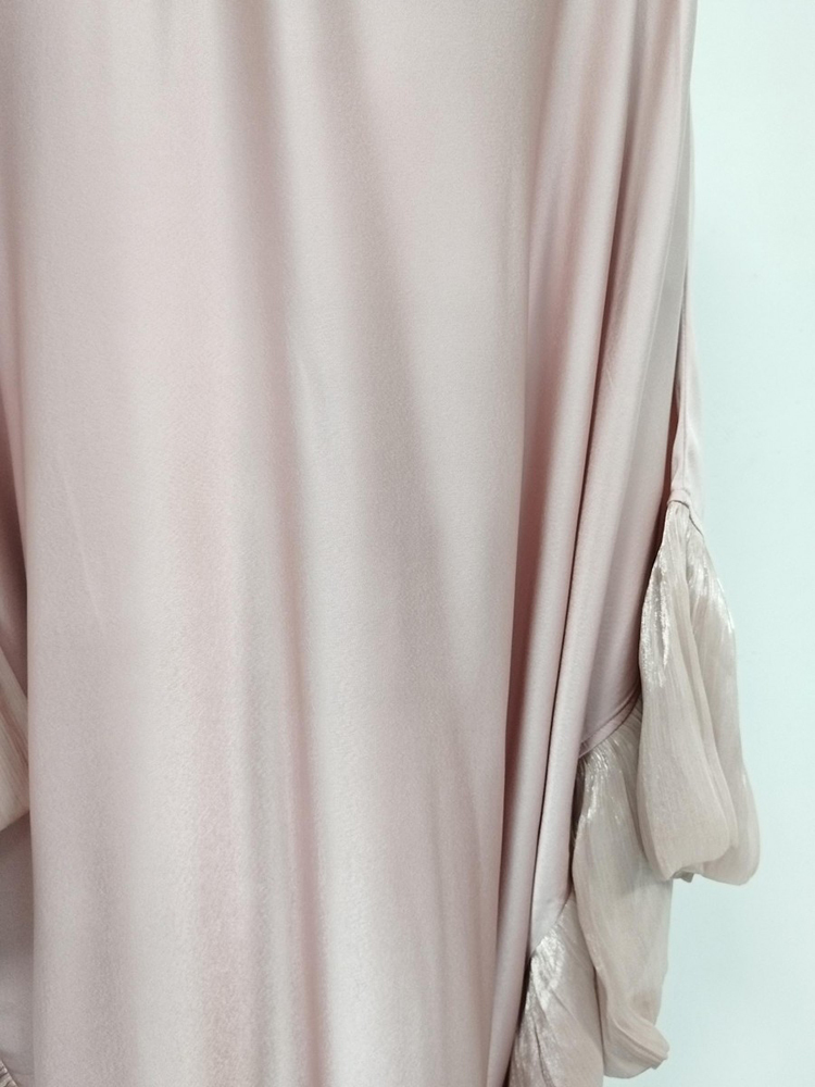 TWOTWINSTYLE Solid Oversized Ruched Batwing Sleeves Tunic Maxi Dress