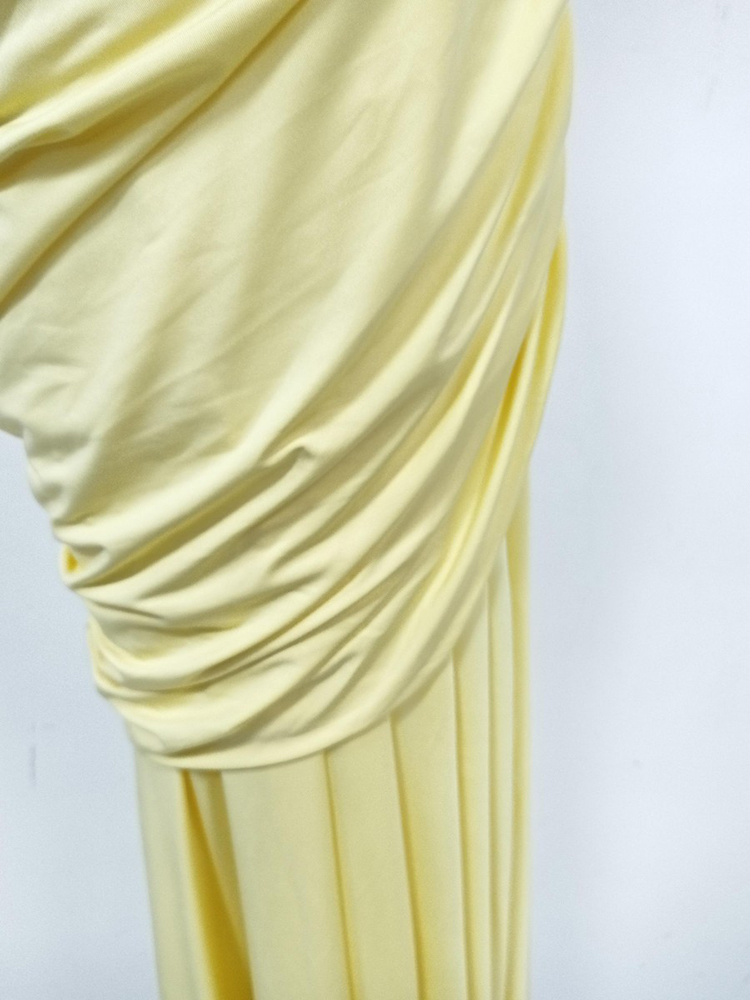 TWOTWINSTYLE Off Shoulder Tunic Pleated Maxi Dress