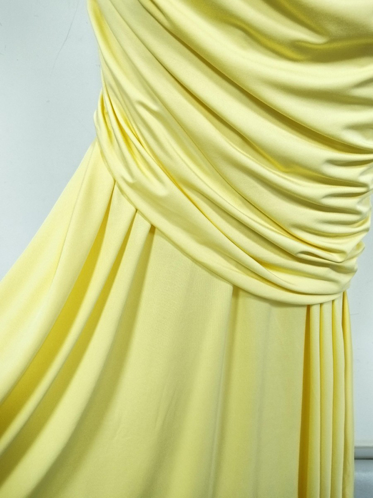 TWOTWINSTYLE Off Shoulder Tunic Pleated Maxi Dress