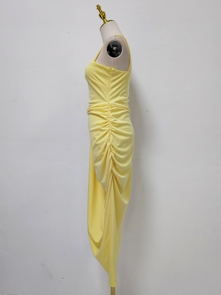 TWOTWINSTYLE Stand Collar Sleeveles Top Asymmetrical Dress Elegant Set