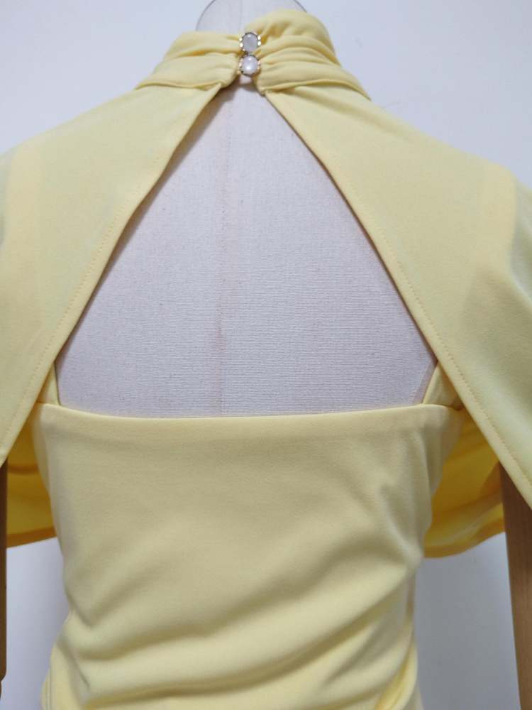 TWOTWINSTYLE Stand Collar Sleeveles Top Asymmetrical Dress Elegant Set