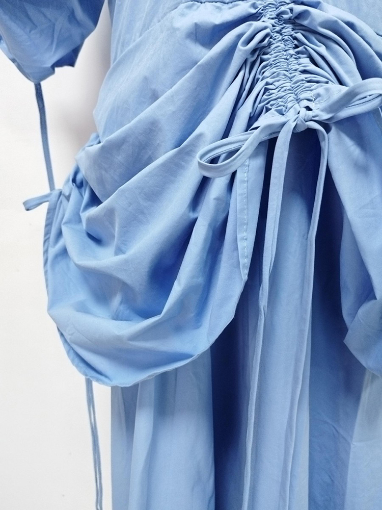 TWOTWINSTYLE Sleeveles Patchwork Drawstring High Waist Elegant Dress