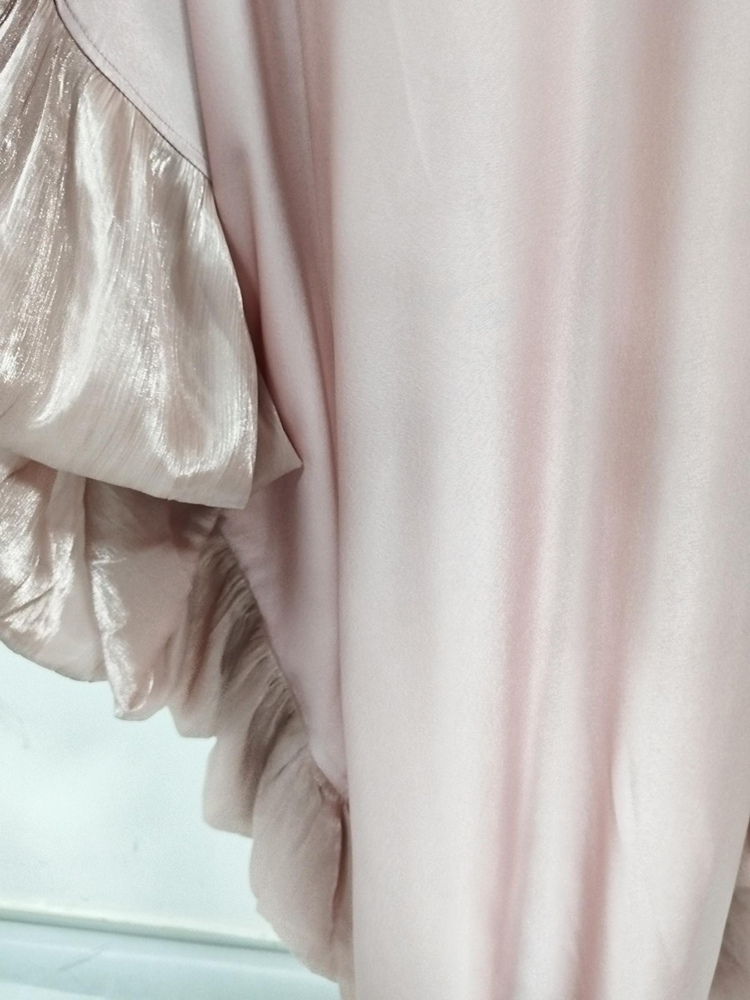 TWOTWINSTYLE Solid Oversized Ruched Batwing Sleeves Tunic Maxi Dress