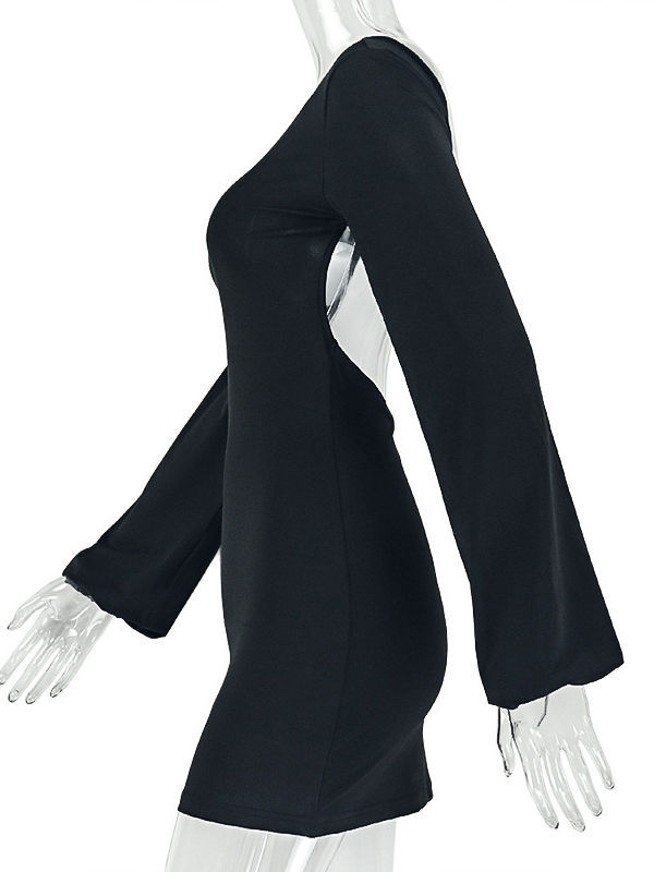 TWOTWINSTYLE Round Neck Long Sleeve Backless Vintage Dress