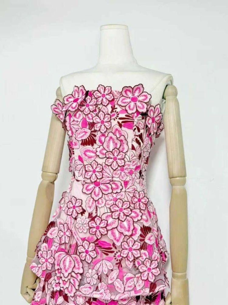 TWOTWINSTYLE Off Shoulder Patchwork Appliques Tunic Fashion Dress