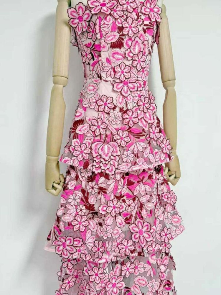 TWOTWINSTYLE Off Shoulder Patchwork Appliques Tunic Fashion Dress