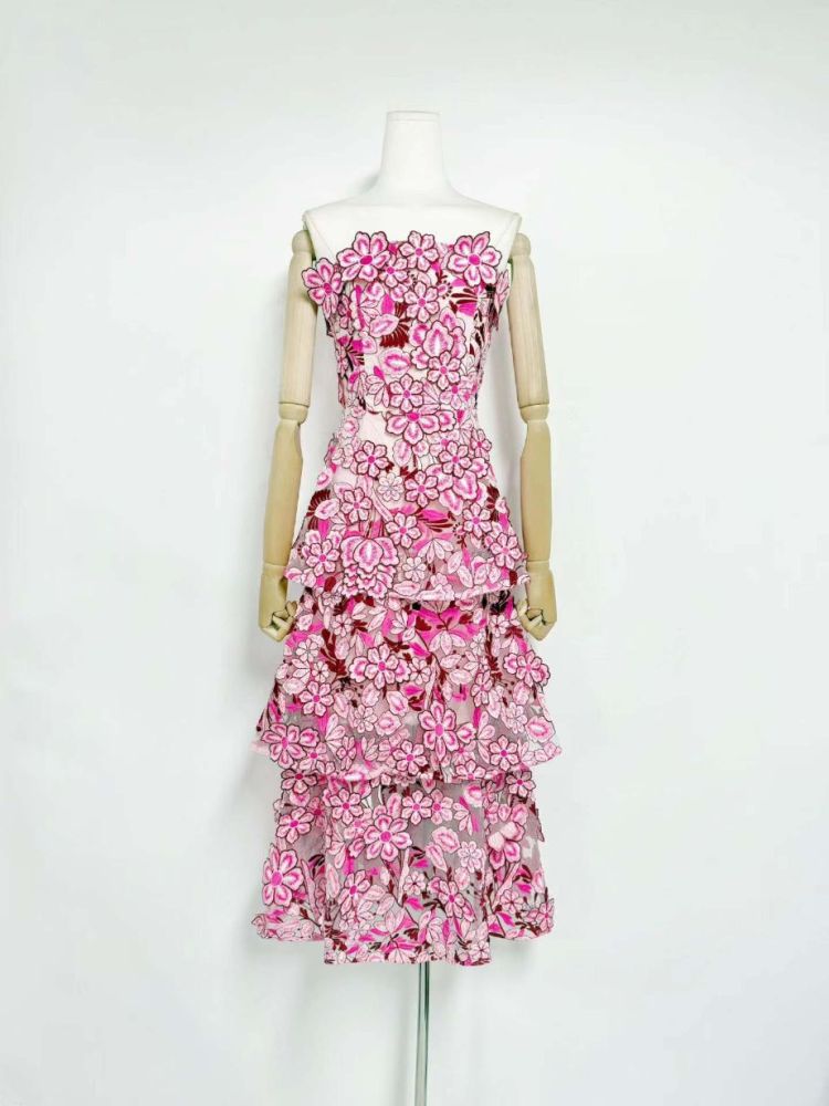 TWOTWINSTYLE Off Shoulder Patchwork Appliques Tunic Fashion Dress