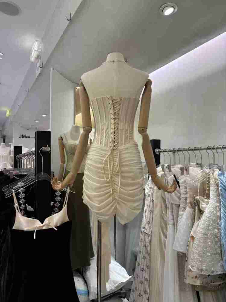 TWOTWINSTYLE Off Shoulder Patchwork Lace Up Tunic Chic Dress