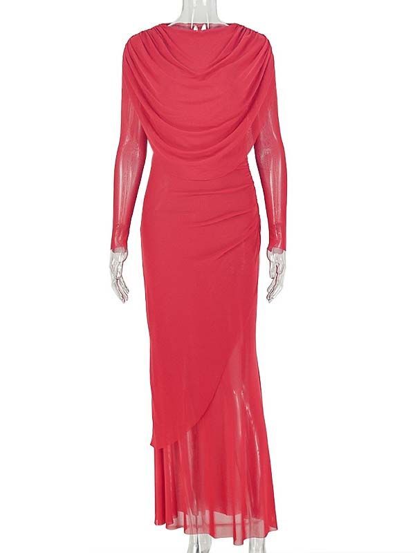 TWOTWINSTYLE Round Neck Long Sleeve Tunic Desig Dress