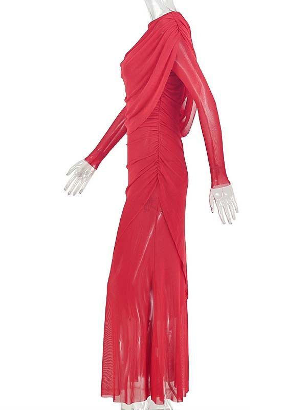 TWOTWINSTYLE Round Neck Long Sleeve Tunic Desig Dress