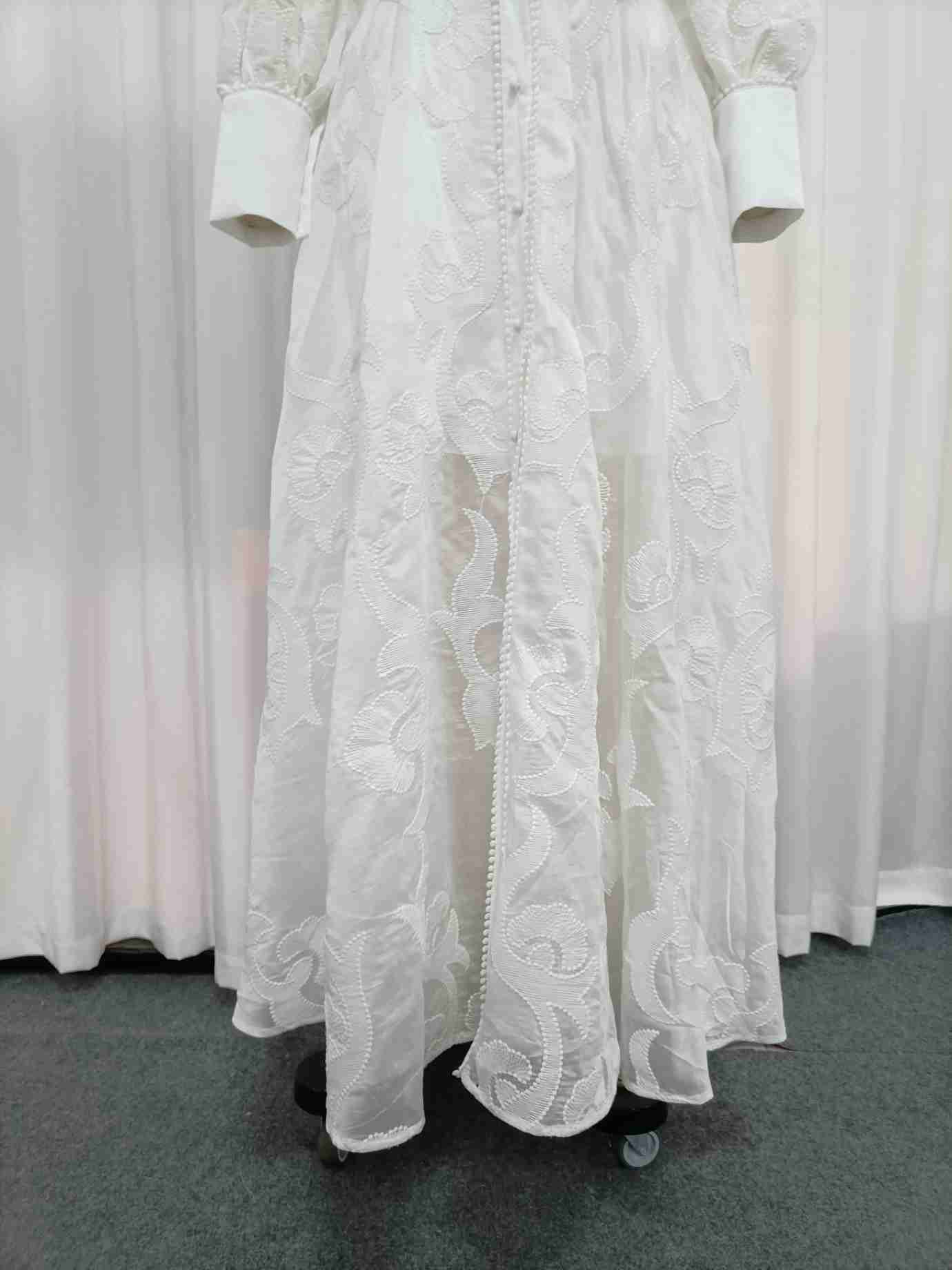 TWOTWINSTYLE Solid V Neck Long Sleeve Print Elegant Dress