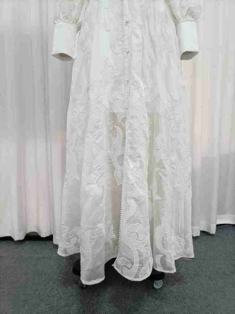 TWOTWINSTYLE Solid V Neck Long Sleeve Print Elegant Dress